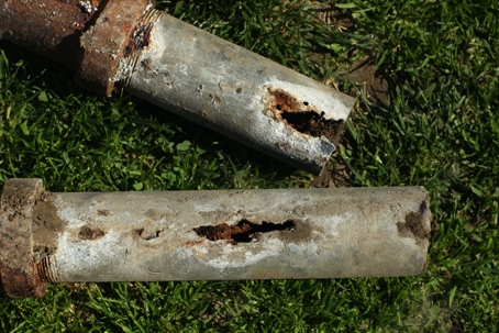 blocked corroded galvanized steel pipes