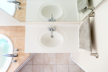 overhead view of bathroom